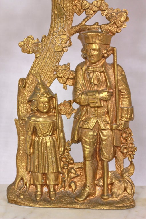 Brass Crystal Girondles  American Revolution Peg Leg Man Girl Tree
