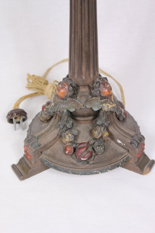 1920's WOOD CARVED ELECTRIC  CANDELABRAS red faced cherubs 1