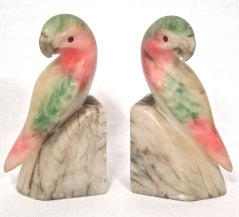 ITALIAN MARBLE PAIR OF LOVEBIRDS BOOKENDS