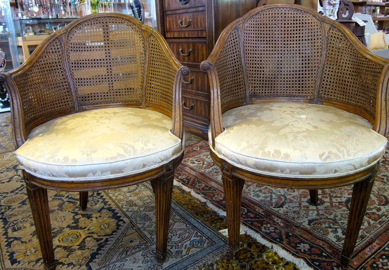ART DECO  BEGERES FRUIT WOOD CANE CHAIRS -Pair