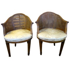 ART DECO  Paire de chaises BEGERES FRUIT WOOD CANE