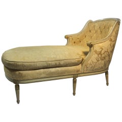 Vintage Hollywood Regency Petite  Faining  Chaise Lounge -gold & Cream