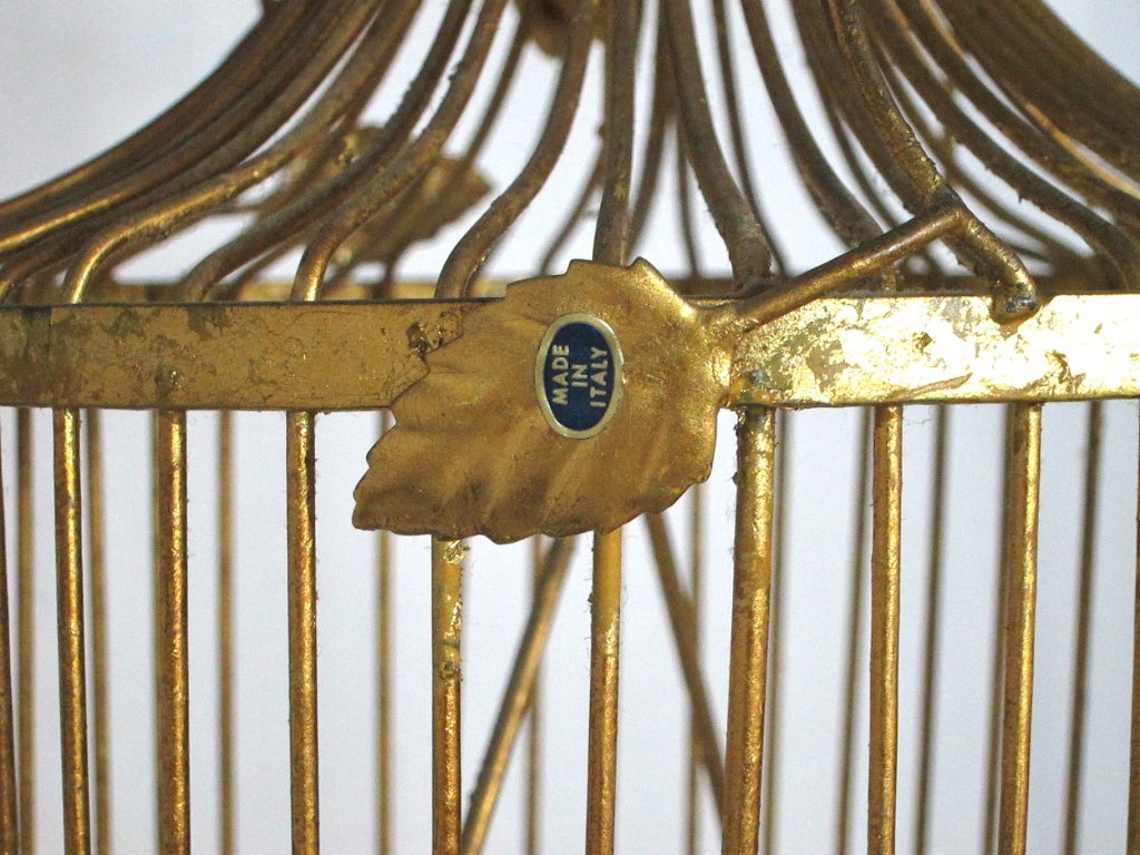 Vintage Italian Gilt Birdcage with Marble Base Hollywood Regency 3