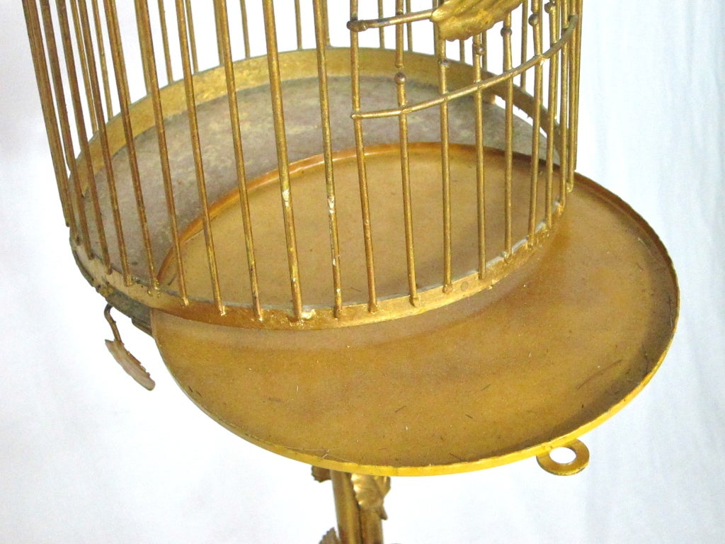 Vintage Italian Gilt Birdcage with Marble Base Hollywood Regency 4