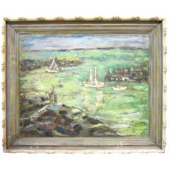 Vintage 1952  Penobscot Bay Rich Oil Painting - Myrtle Zimmerman