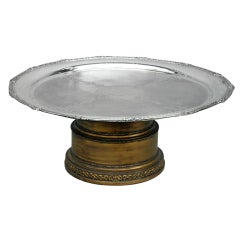 Silver Tray Table with Bronze Base