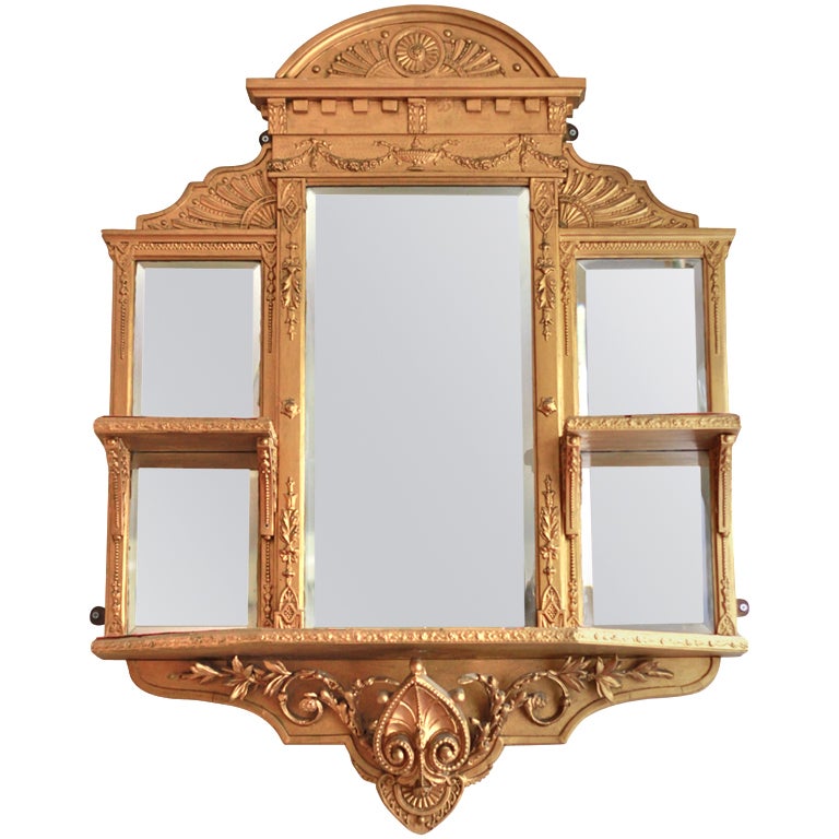 Victorian Ornate  Gilded Gold Mirror  Wall Display Shelve