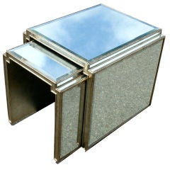 Mirrored Silver Leaf Deco Style Nesting Tables