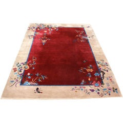 Art Deco Nichol
s Chinese Burgundy Champagne Rug
