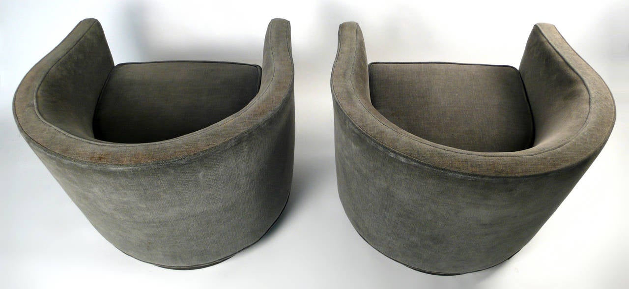 Upholstery Swivel Lounge Chairs Designed by Edward Wormley for Dunbar