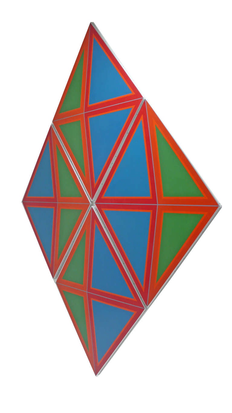 Mid-Century moderno Doris Leeper Pittura acrilica su tavola Op Art 1970, stile Mid-Century Modern, con bordi rigidi