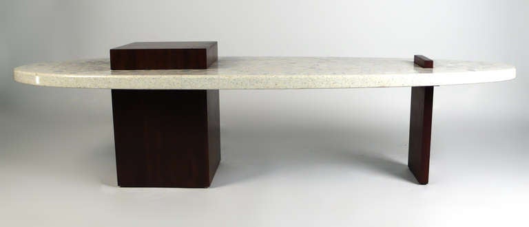 Harvey Probber Terrazzo and Walnut cocktail table in excellent condition.