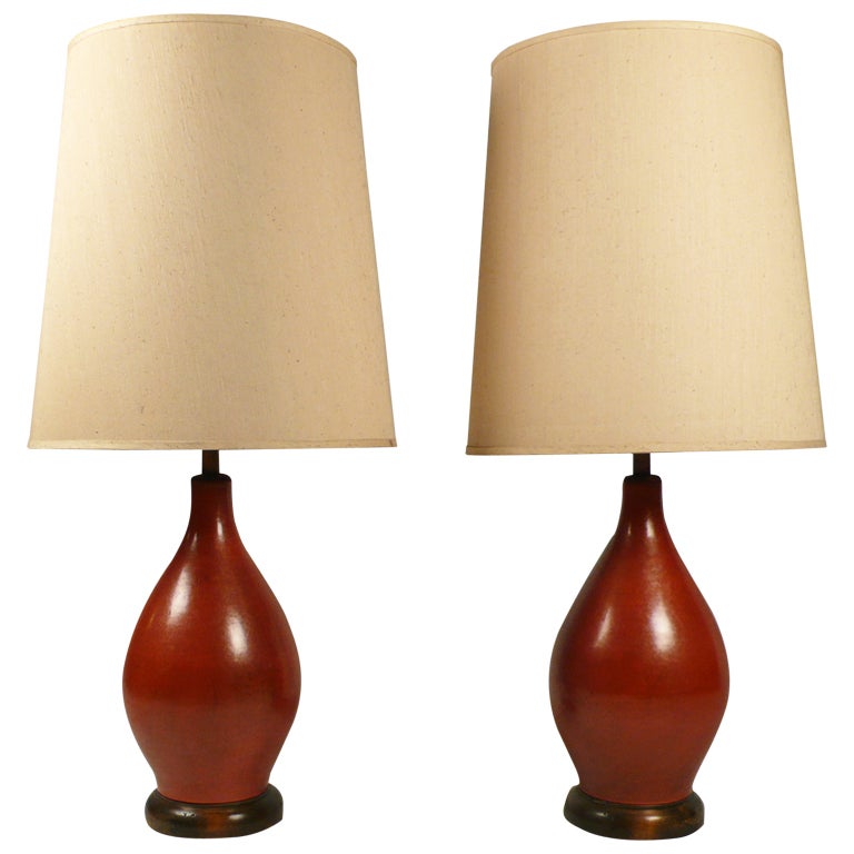 Oxblood Ceramic Table Lamps For Sale at 1stdibs