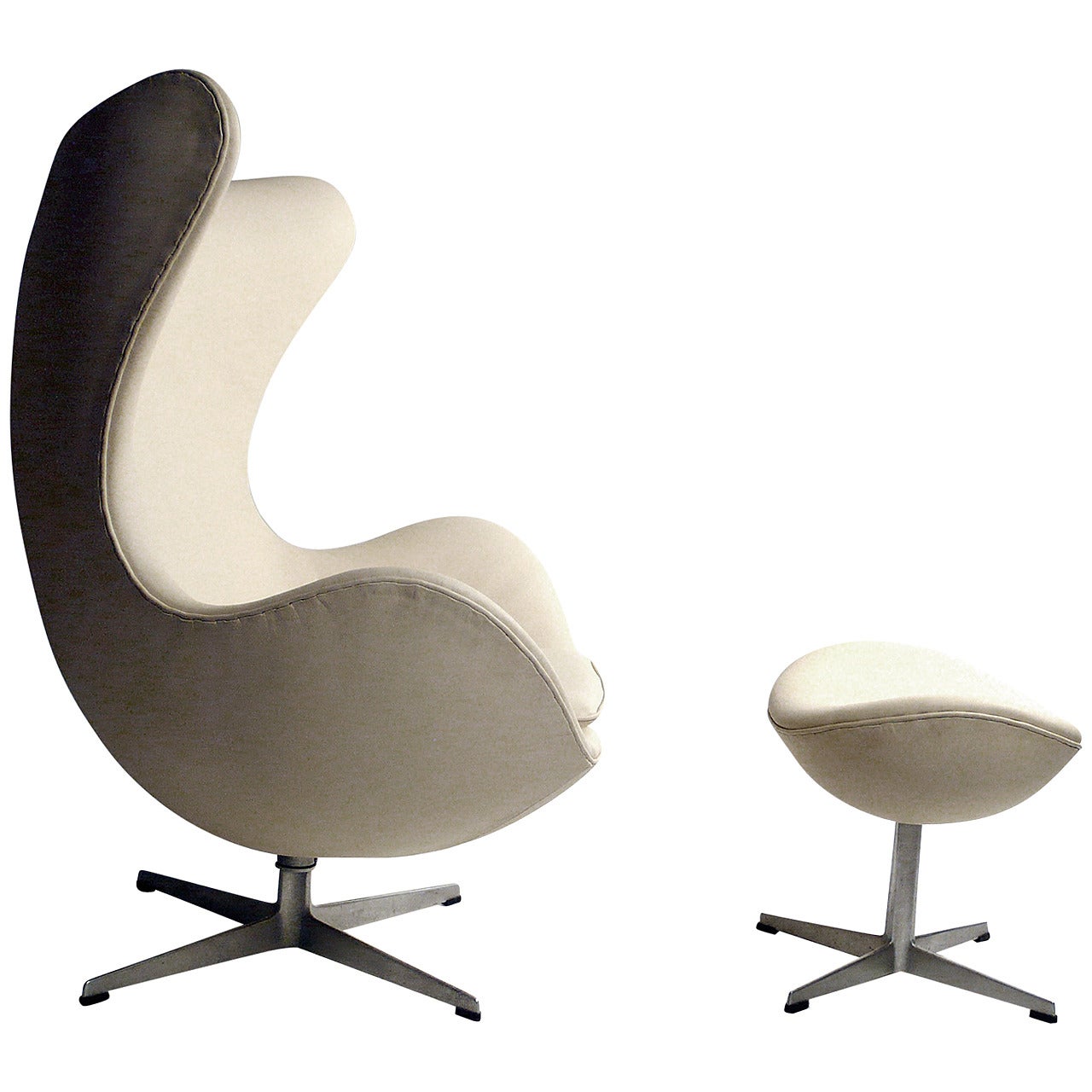 Early Production Leather Egg Chair with Matching Ottoman by Arne Jacobsen