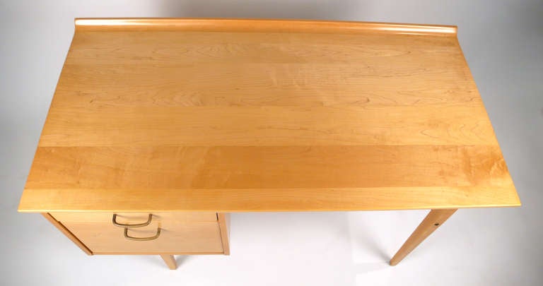 American Milo Baughman Student Desk in Solid Maple and Brass for Murray Furniture, 1950s