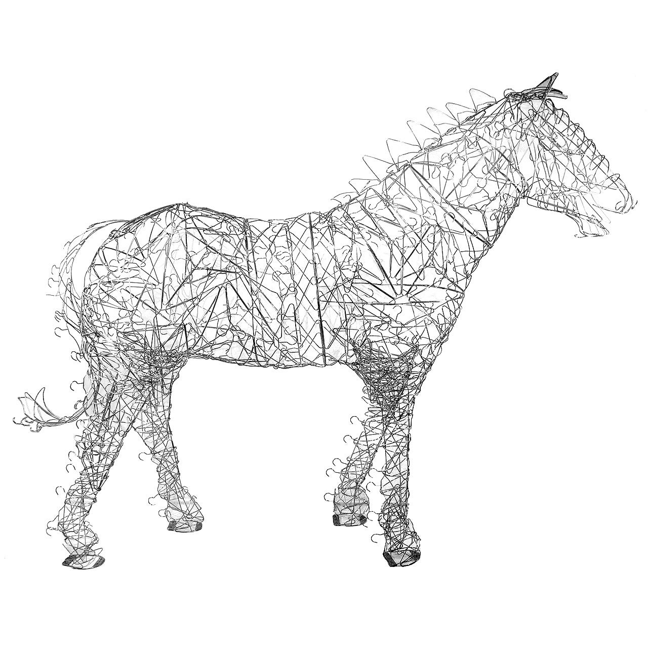 Massive Horse Sculpture Crafted From 1000 Chrome Coat Hangers for Barneys NY For Sale