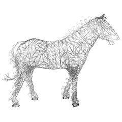 Massive Horse Sculpture Crafted From 1000 Chrome Coat Hangers for Barneys NY