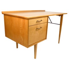 Milo Baughman Student Desk in Solid Maple and Brass for Murray Furniture, 1950s