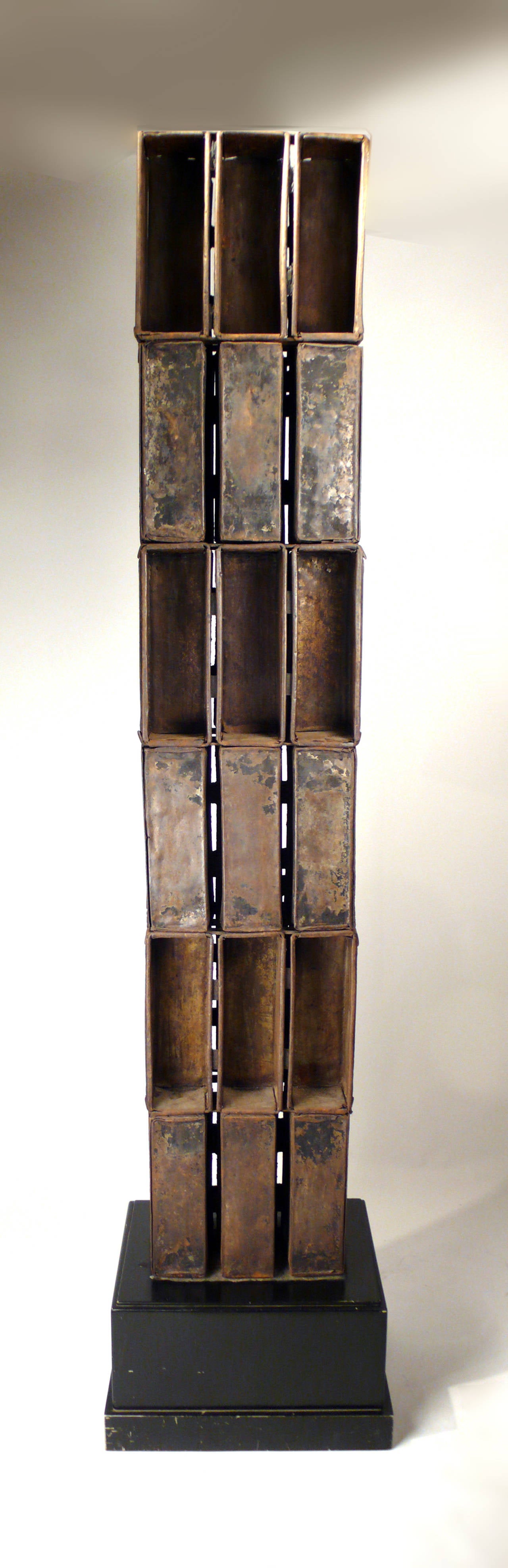 Arthur Silverman Brutalist Sculpture 1988 brushed stainless at 1stDibs