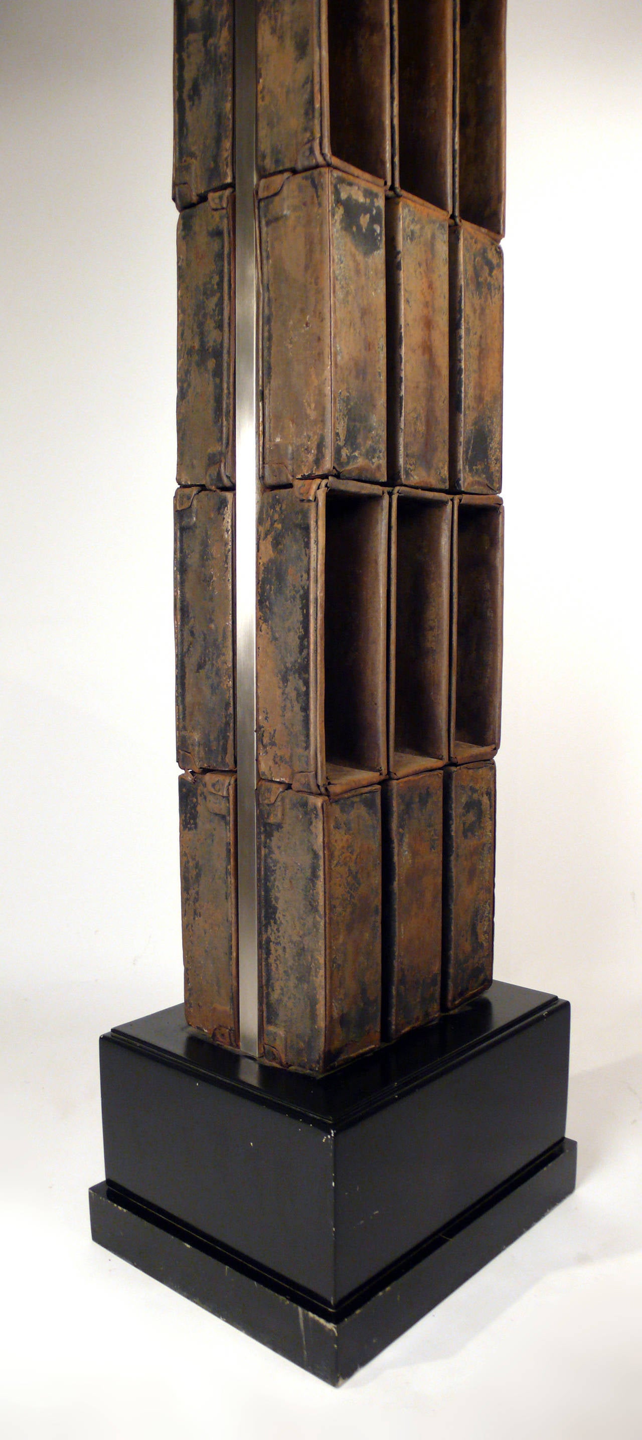 Arthur Silverman Brutalist Sculpture 1988 brushed stainless at 1stDibs