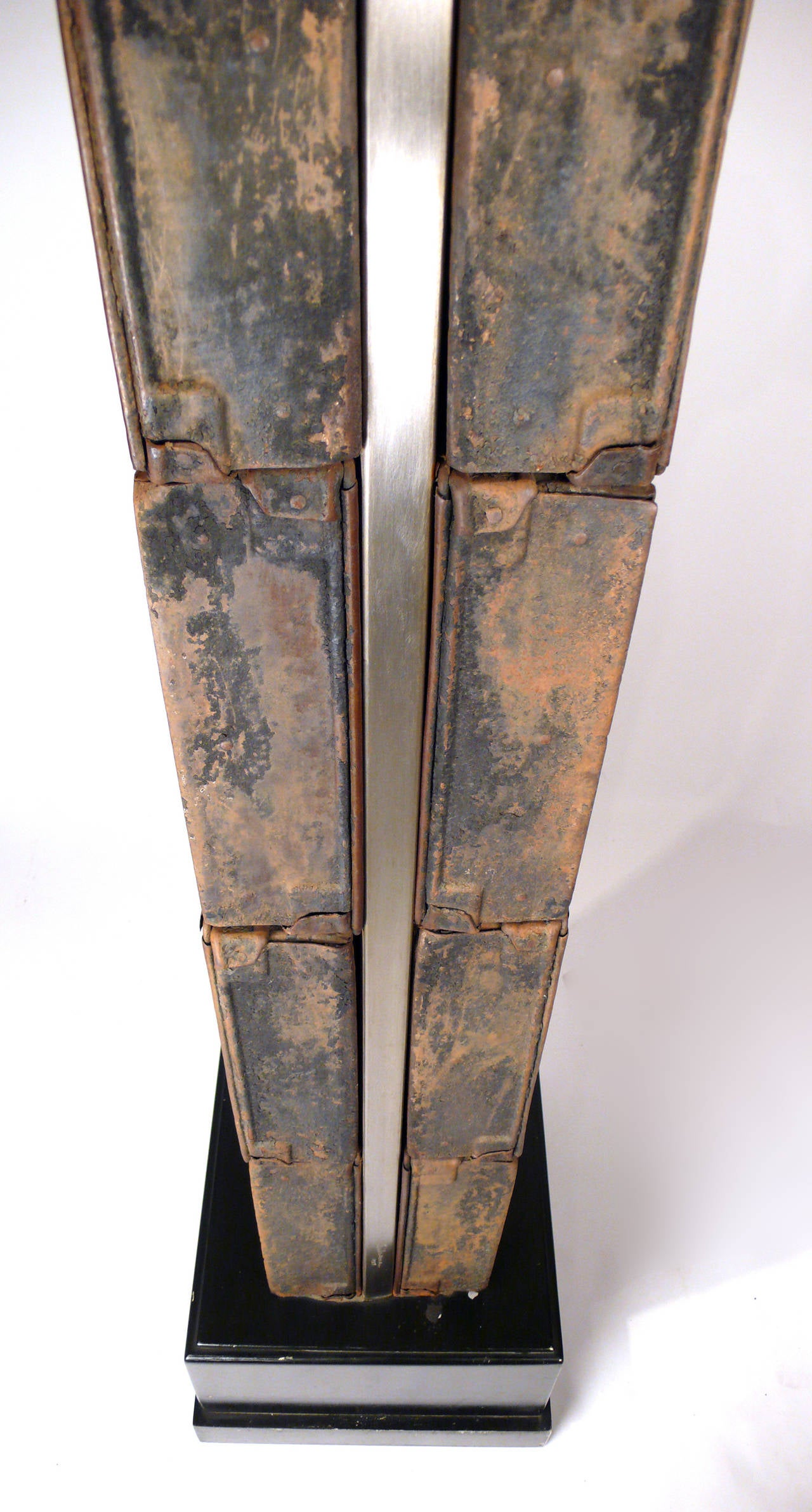 Arthur Silverman Brutalist Sculpture 1988 brushed stainless at 1stDibs