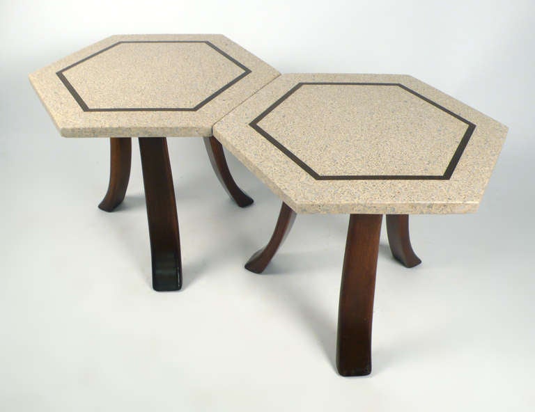 Brass Harvey Probber Hexagonal Side Tables