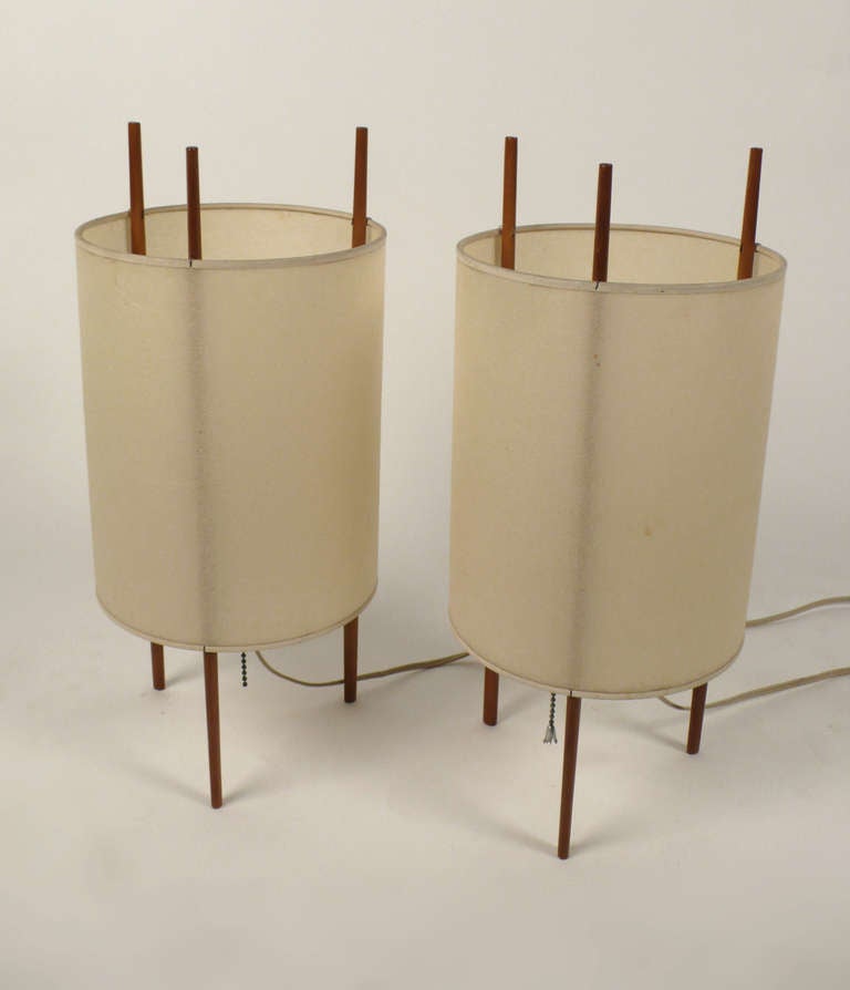 Mid-Century Modern Pair of Cylinder Lamps by Isamu Noguchi