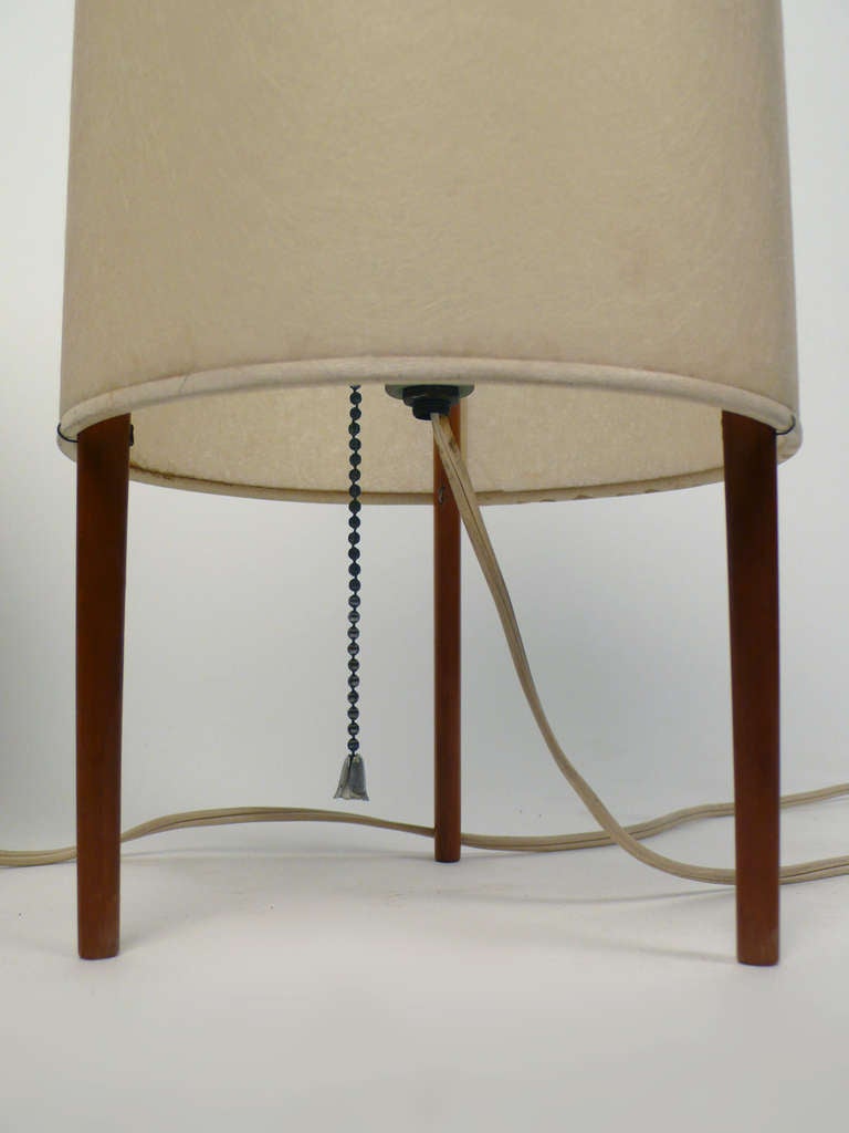 Cherry Pair of Cylinder Lamps by Isamu Noguchi
