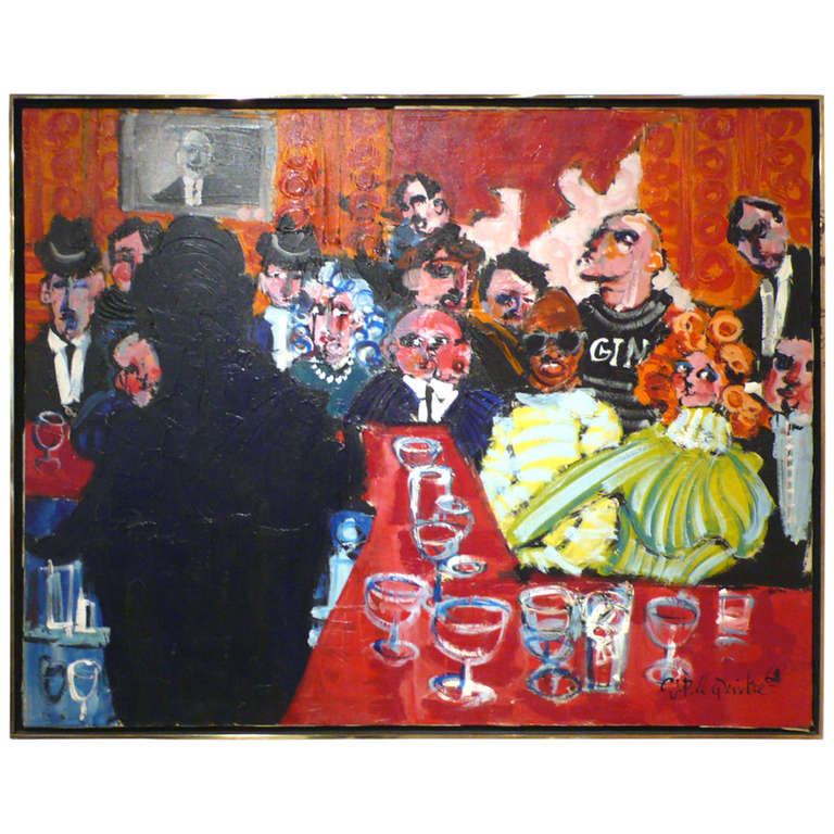 Bar Scene Oil Painting by C. J. P. le Quidre