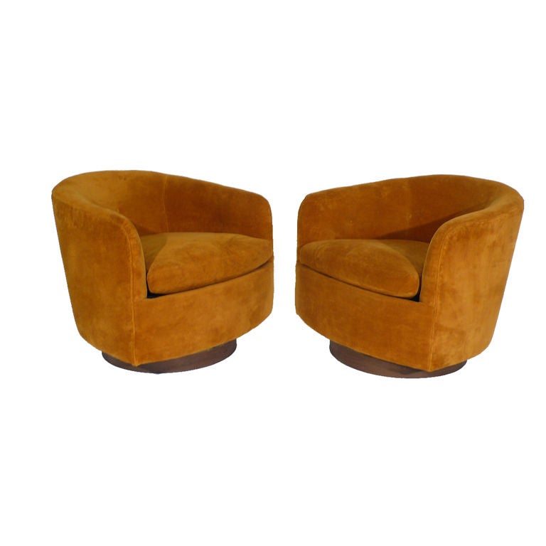 Pair of Tilting and Rocking Milo Baughman Barrel Chairs