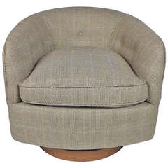 Milo Baughman Barrel Chair in Prince of Whales Textile