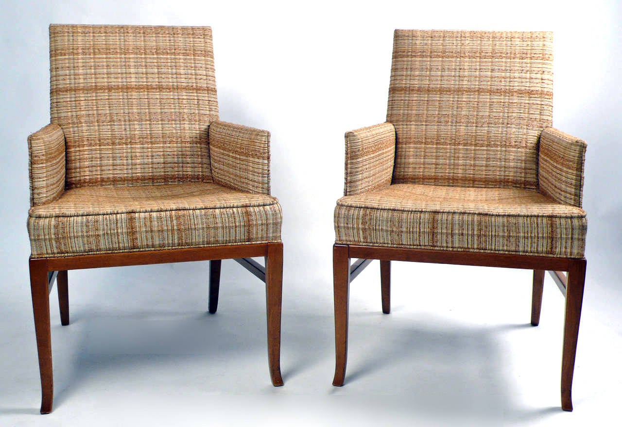 Mid-Century Modern Six Upholstered Dining Chairs in the Manner of T.H. Robsjohn-Gibbings