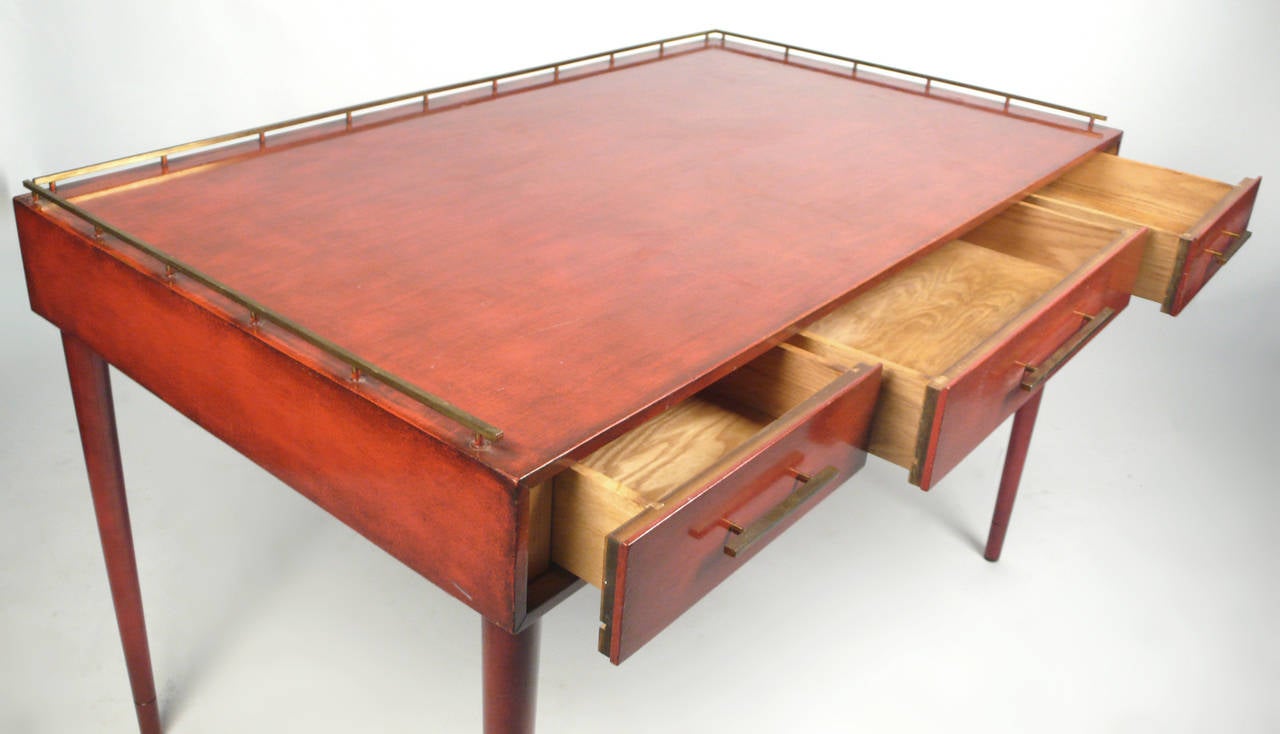Mid-Century Modern Unique Three-Drawer Writing Desk by Imperial