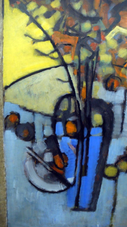 American Stephen Thomas Rascoe Abstract Still Life Painting, Texas Artist, Oil on Board For Sale