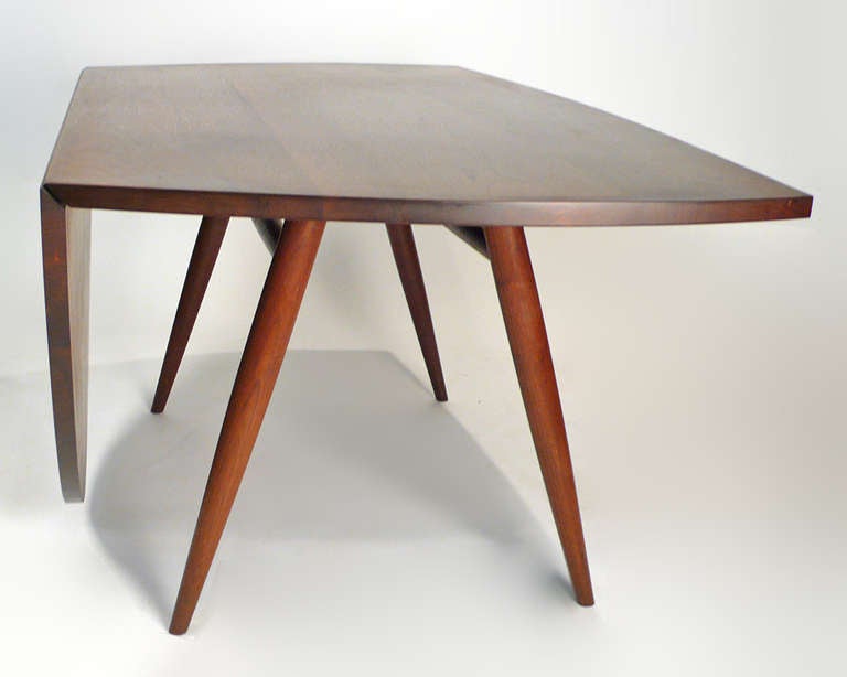 American 1960's George Nakashima Studio Made Walnut Drop Leaf Dining Table / Desk