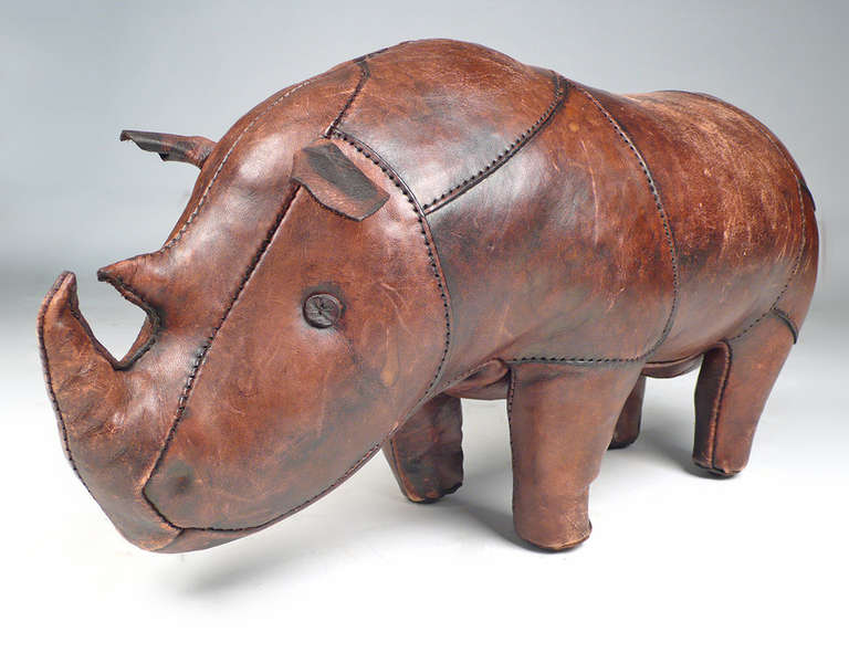 Leather Rhinoceros by Dimitri Omersa for Abercrombie & Fitch In Good Condition In Dallas, TX
