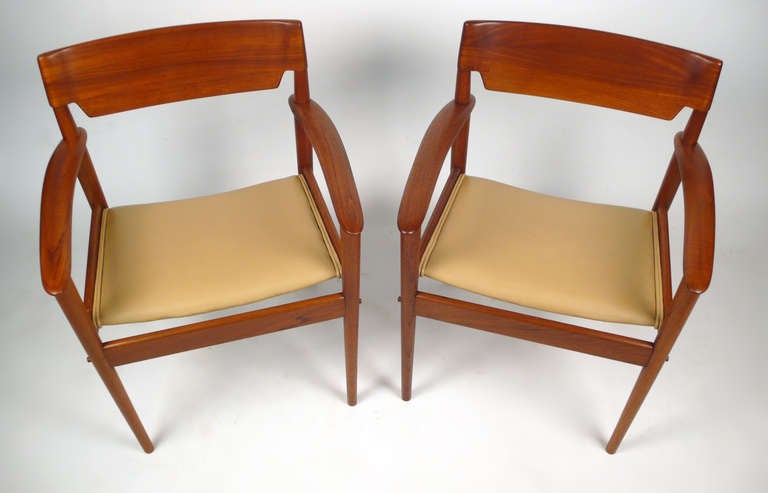 Scandinavian Modern Teak Arm Chairs by Grete Jalk For Sale