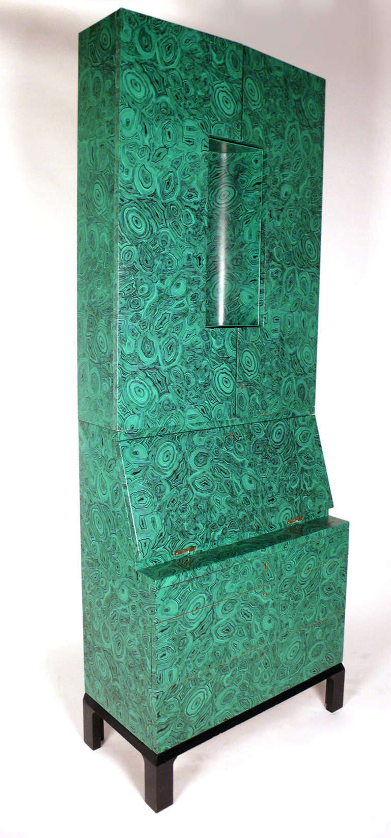 Rare and important illuminated Malachite Trumeau by Piero Fornasetti - 1956. Lithographic transfer -printed wood, metal, brass and glass. Retains original 'Fornasetti Milano' label. The Fornasetti Archive has confirmed that only three of the