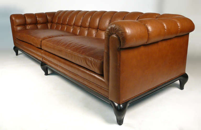 American Biscuit Tufted Leather Sofa by Maurice Bailey for Monteverdi-Young