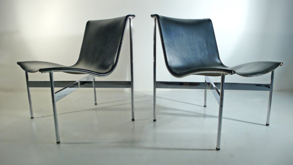New York Lounge Chairs black leather 1960s Katavolos In Excellent Condition In Dallas, TX