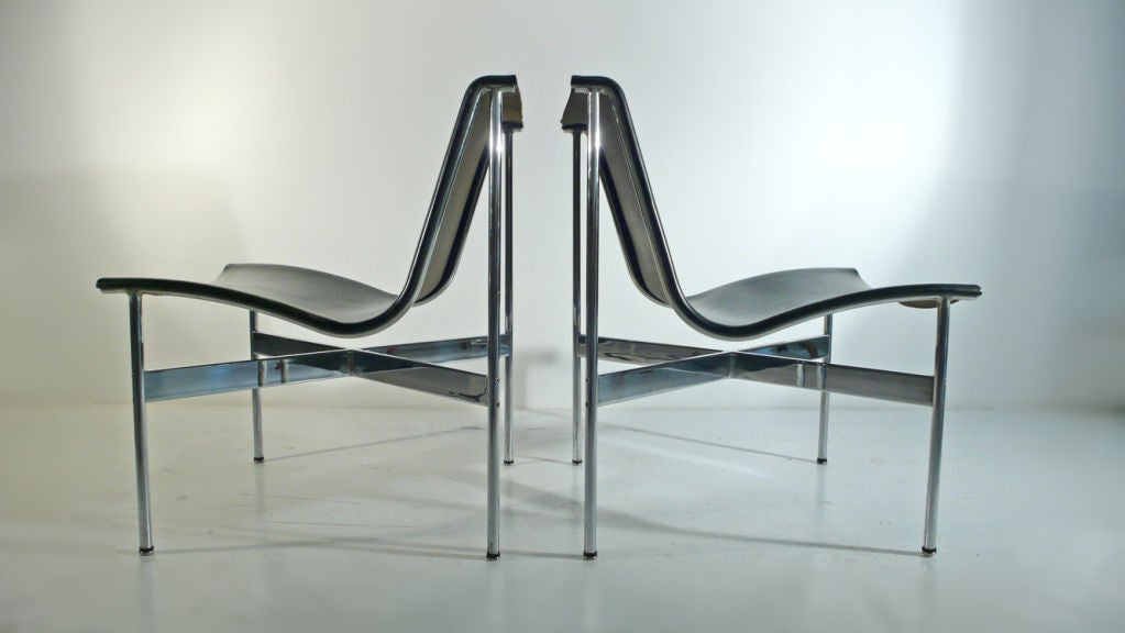 20th Century New York Lounge Chairs black leather 1960s Katavolos