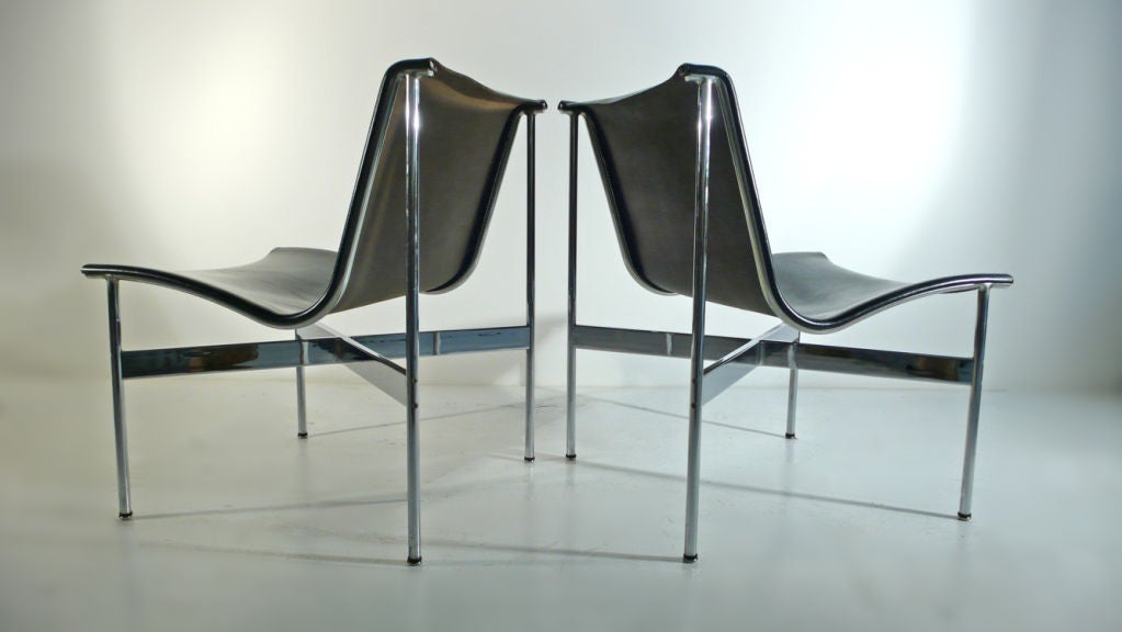 New York Lounge Chairs black leather 1960s Katavolos 1