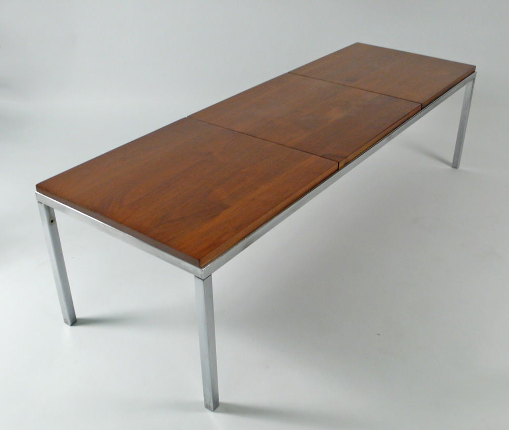 20th Century Florence Knoll Bench steel and walnut 1950s