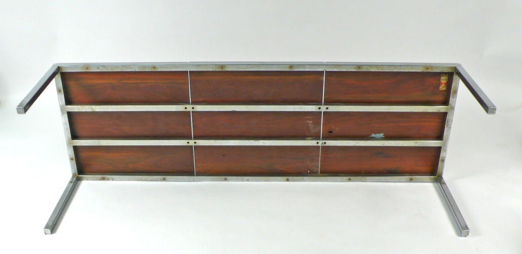 Florence Knoll Bench steel and walnut 1950s 3