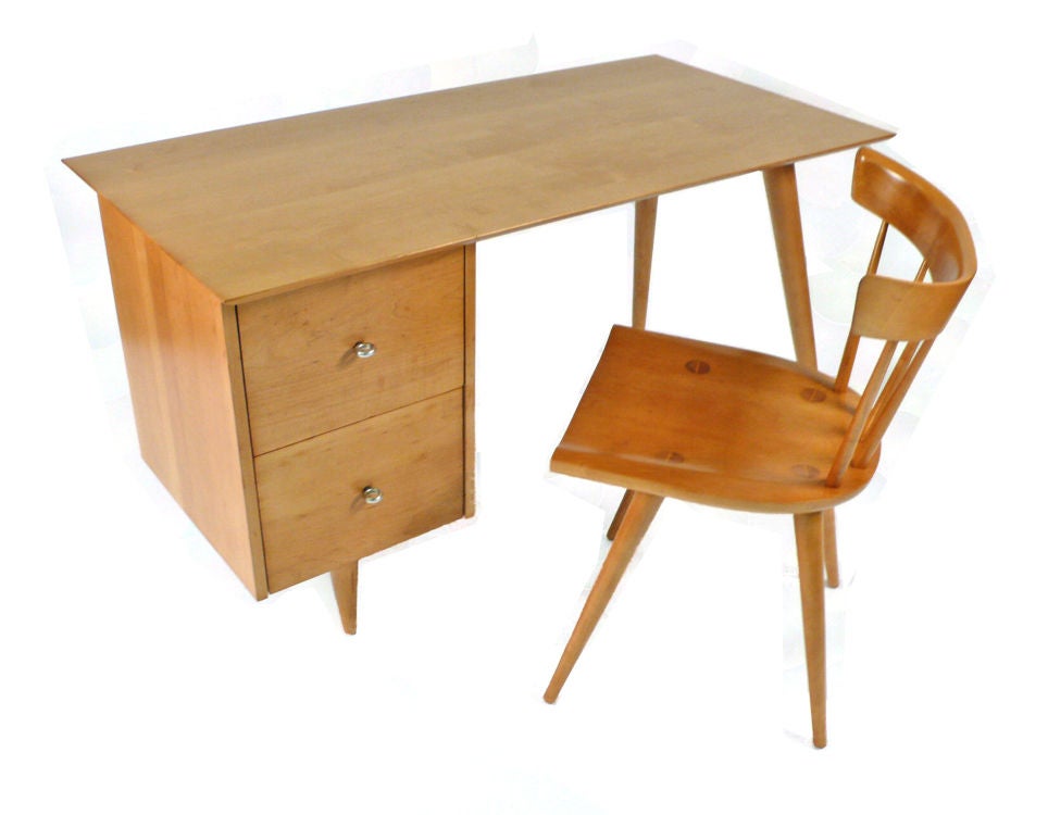 Solid Maple Paul McCobb designed desk and chair from the Planner group collection for Winchendon. Price includes both the desk and the chair.