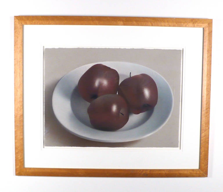 Modern Three Red Apples on a Porcelain Bowl by Robert Peterson
