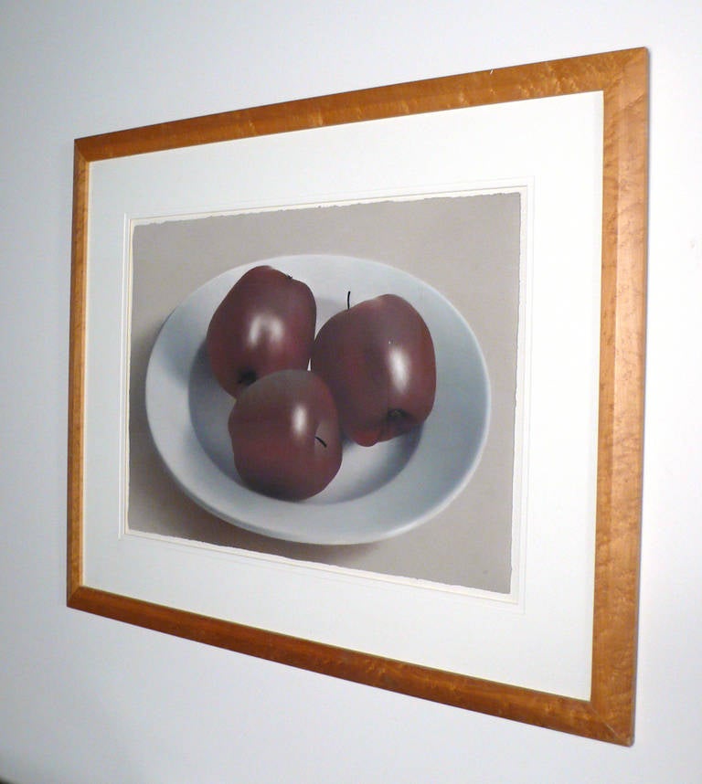 American Three Red Apples on a Porcelain Bowl by Robert Peterson