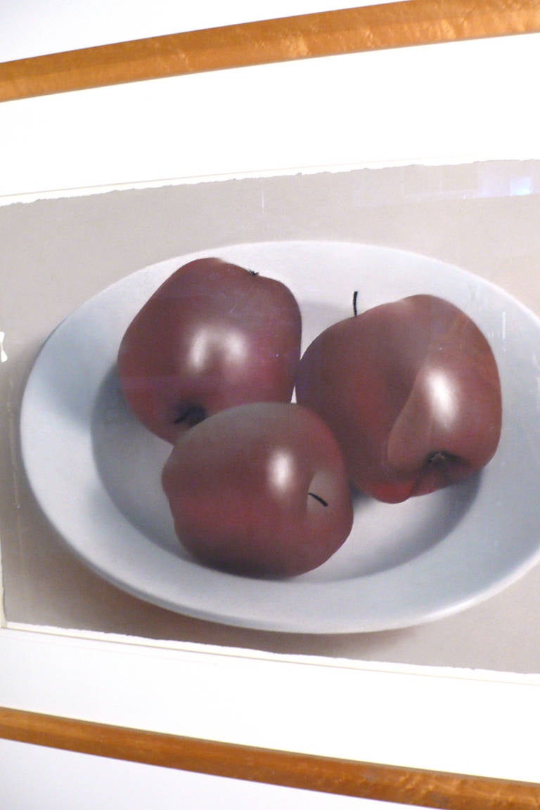 Three Red Apples on a Porcelain Bowl by Robert Peterson In Excellent Condition In Dallas, TX