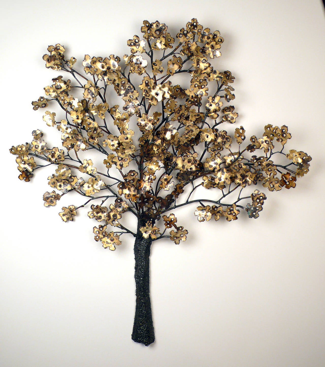 1960s handmade bronze and brass Brutalist 'Tree of Life' sculpture.