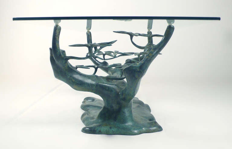 Belgian Bronze Bonsai Tree Sculpture Cocktail Table